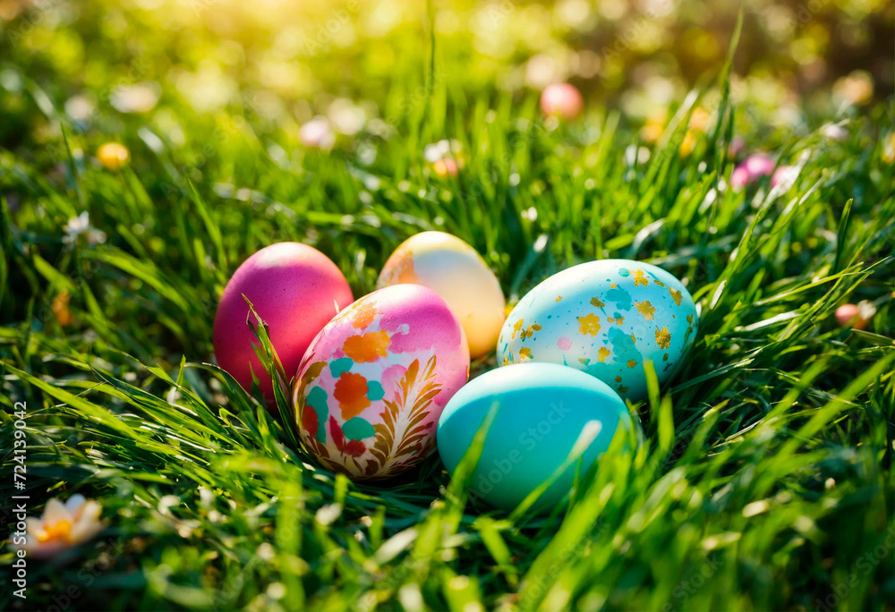 Beautiful Easter eggs for the holiday. Selective focus.