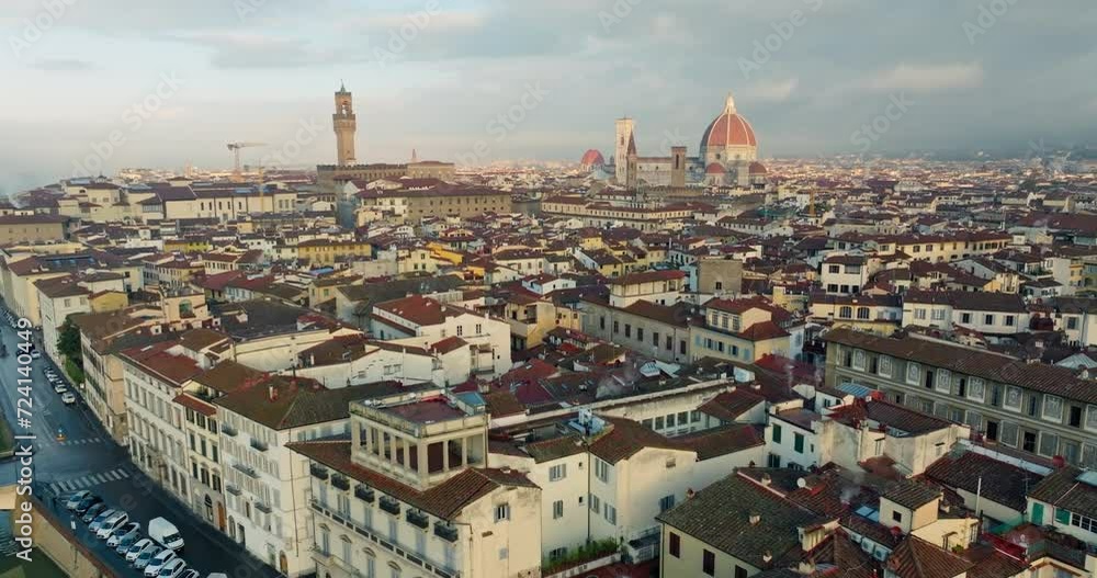 Drone Delight: Captivating Aerial Views of Florence's Cityscape and Picturesque European Alleyways. High quality 4k footage