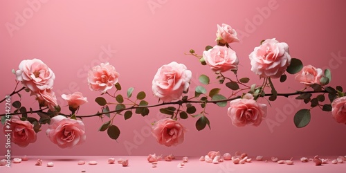 Pink roses on a neutral background, shot for a postcard or poster