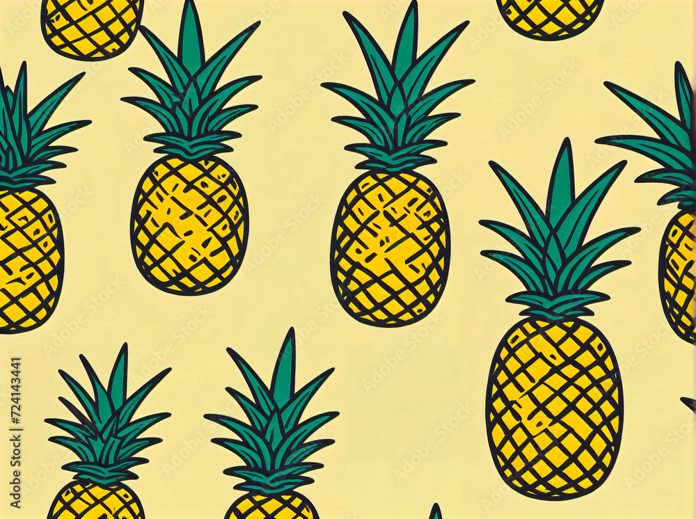 Pineapple pattern: juicy and sour tropical fruits, a bright and decorative print Pineapple pattern: juicy and sour tropical fruits, a bright and decorative print