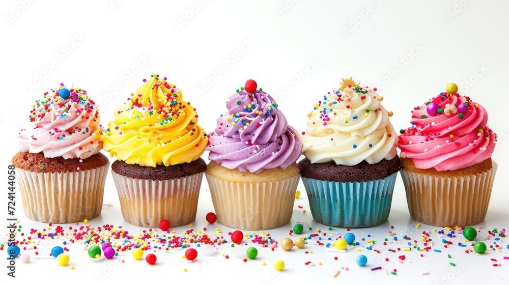 Tasty cupcakes on a white wooden table Tasty cupcakes on a white wooden table