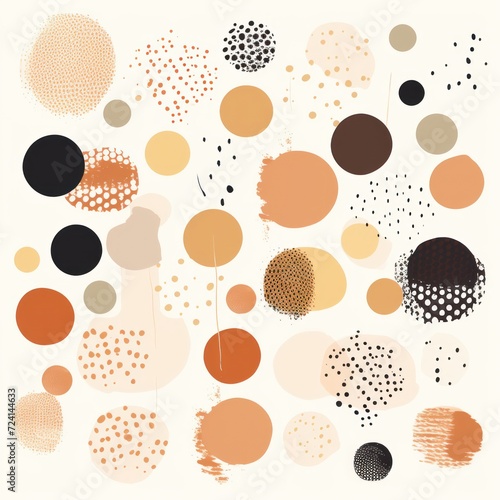 sandybrown polka dot, boho color palette, simple line, modern minimalist vector illustration pattern