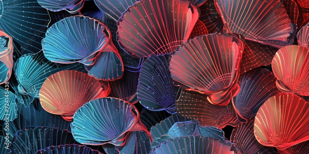 seashell microchip pattern, electronic pattern, vector illustration  - obrazy, fototapety, plakaty 