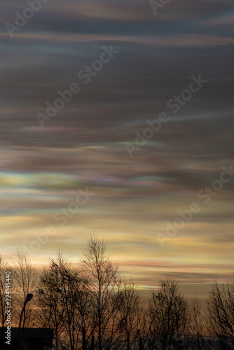 Fototapeta Naklejka Na Ścianę i Meble -  Diffraction natural phenomenon produce pearl clouds.