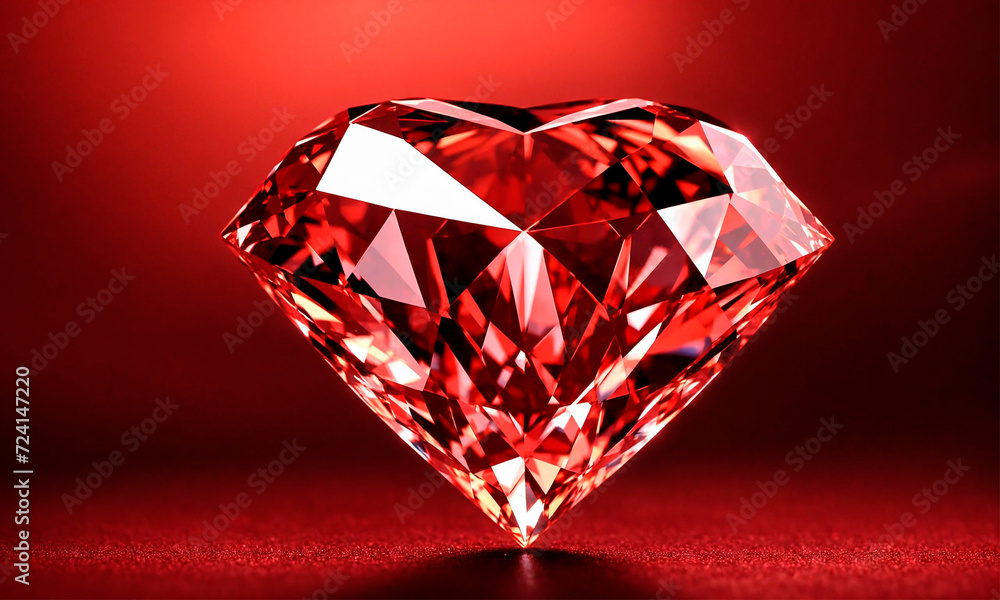 Ruby gemstone in the shape of a heart. Selective focus.