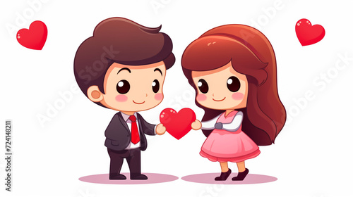 couple in love, illustration for Valentine's Day, love concept, hearts, romance, cartoon characters, greeting card
