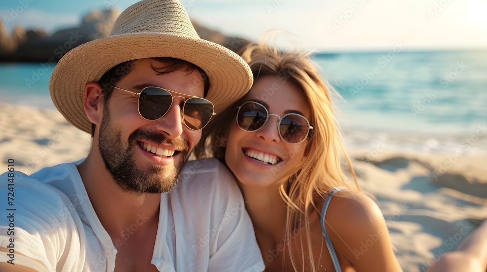 Young couple enjoy a beach holiday together