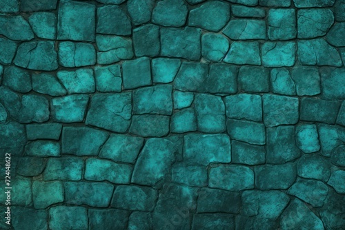 teal wallpaper for seamless cobblestone wall or road background  photo