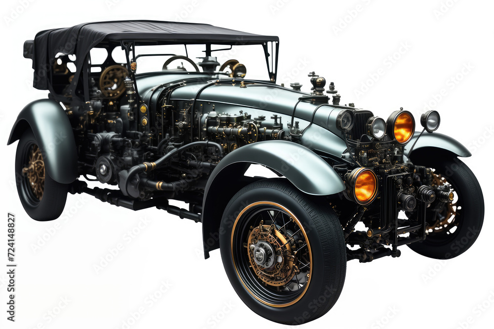 Steampunk car. Abstract illustration. AI generated.