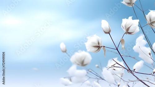 White spring flowers with blue sky in the background © Athena