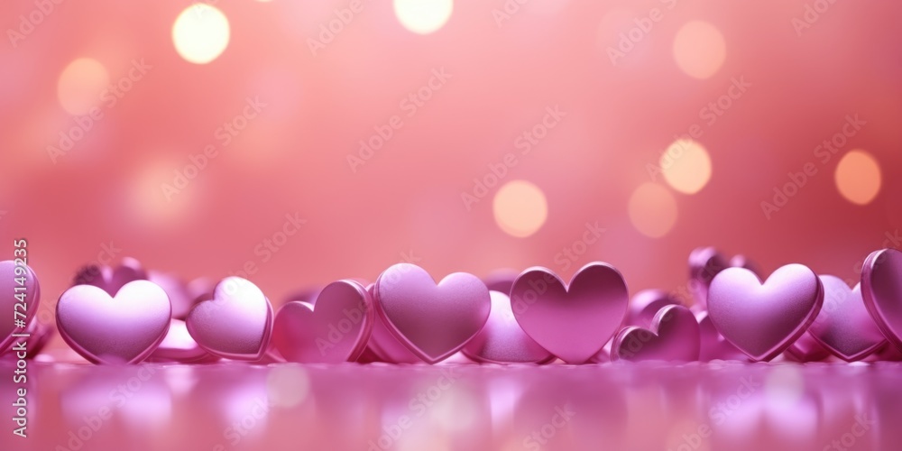 Romantic Pink Hearts on a Dreamy Background