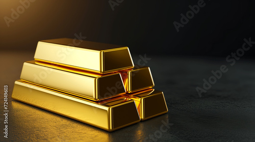Stacked gold bars on dark background © Marcelo