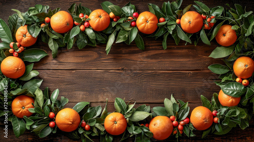 Orange Wreath With Leaves and Berries