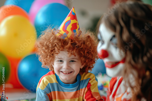 Kids Spreading Laughter in Clown Costumes