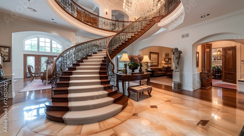 Entrance hall with curved staircase