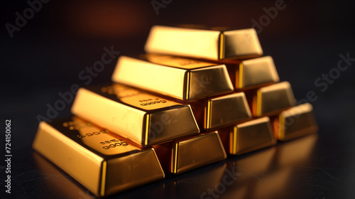 Stacked gold bars on dark background