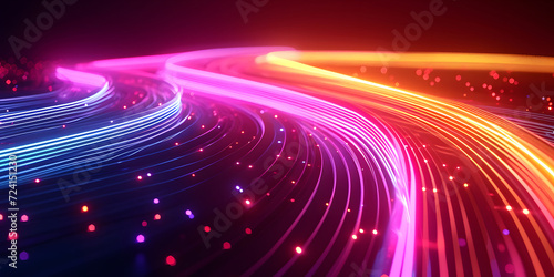 colorful optic fiber electrical cables wires neon waves lines pattern glow colored streams information optical connection internet web multicolor data led 
