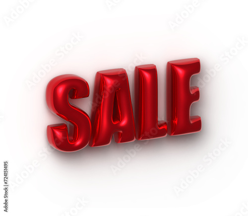 3D SALE word vector. Red metal inflated letters. 