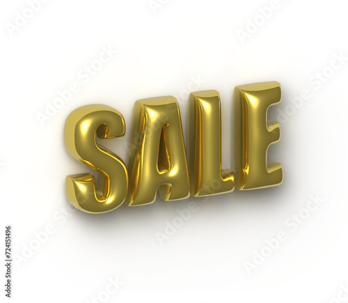 3D SALE word vector. Gold metal inflated letters. 