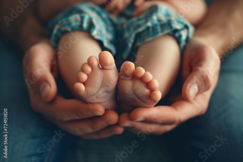Father's Hands Holding Baby's Feet