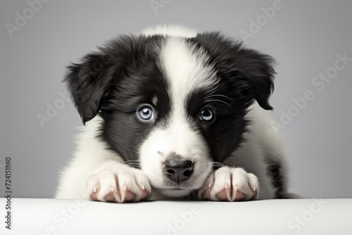 border collie puppy, black and white dog. shepherd breed, pet. © MaskaRad