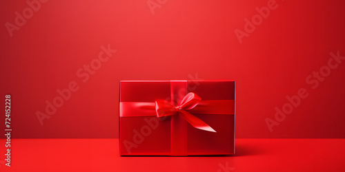 the red gift box on a red background