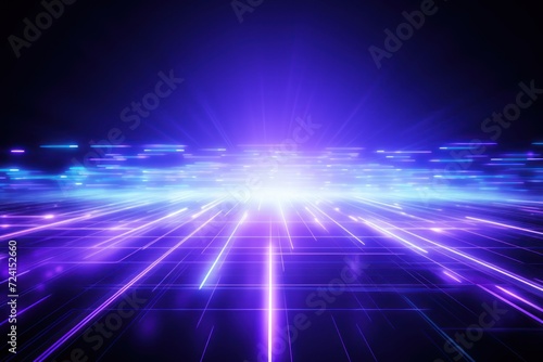 violet abstract horizontal technology lines on hi-tech future violet background network