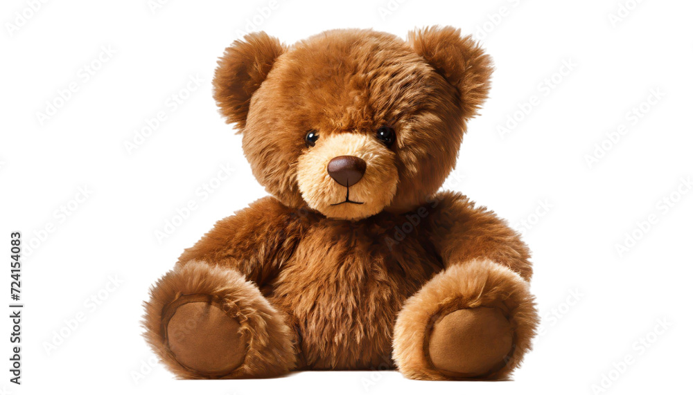 Brown teddy bear isolated on transparent background.