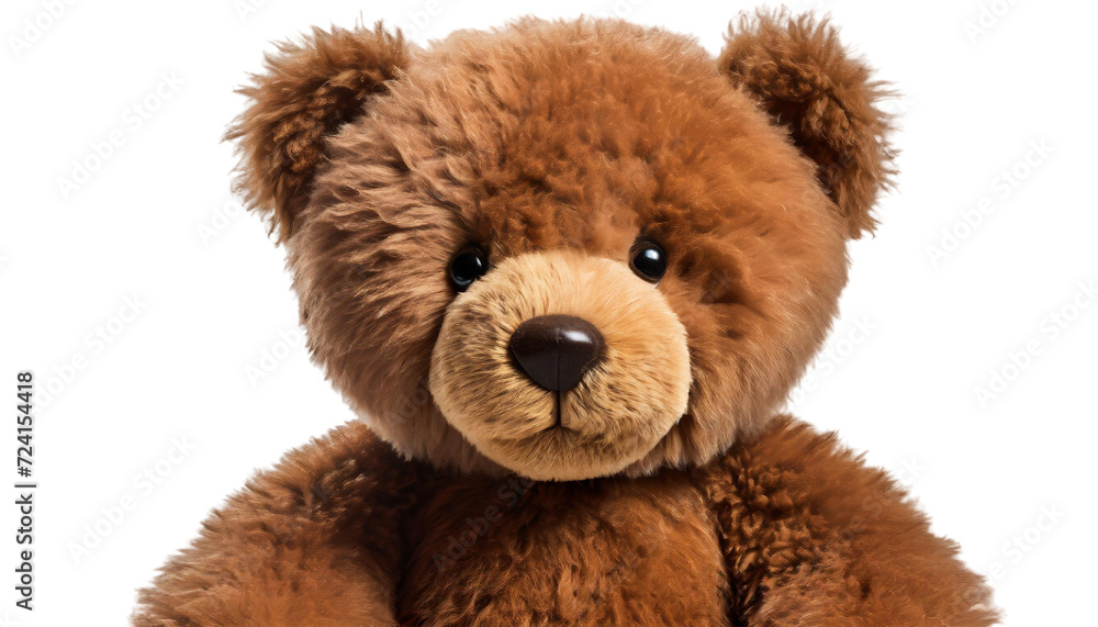 Brown teddy bear isolated on transparent background.
