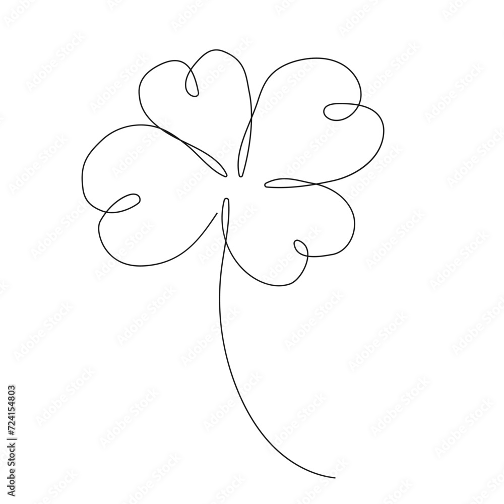 Clover celtic lucky symbol continuous line art traditional decorative leaf isolated on white. Patrick day holiday. Clover celtic lucky symbol continuous line art traditional decorative leaf isolated on white. Patrick day holiday.