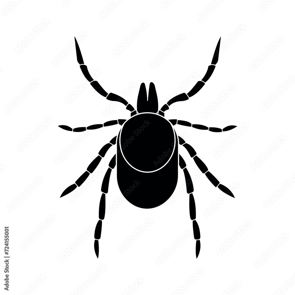tick black silhouette, mite parasites vector icon tick black silhouette, mite parasites vector icon