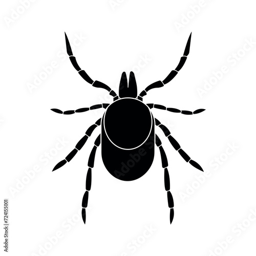 tick black silhouette, mite parasites vector icon