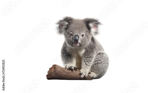 Koala At Wood Isolated on Transparent Background or PNG 