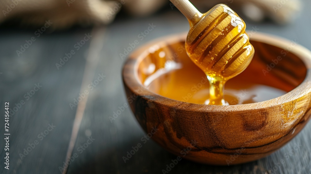 honey with a honey stick in the wooden bowl closeup, honey banner, honey background, honey ads, honey, healthy food concept, honey stick, and wooden bowl closeup, honey bowl closeup honey with a honey stick in the wooden bowl closeup, honey banner, honey background, honey ads, honey, healthy food concept, honey stick, and wooden bowl closeup, honey bowl closeup