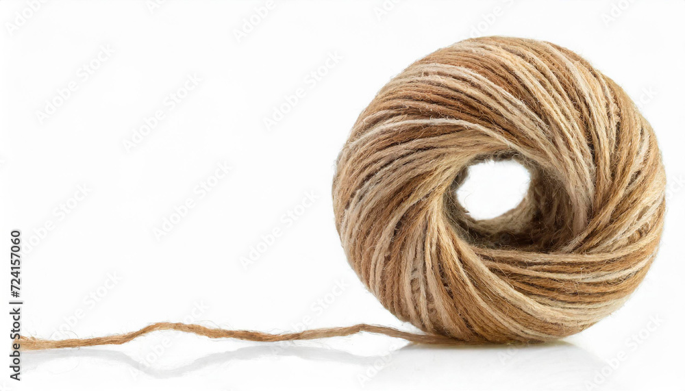 Partially rolled ball of wool thread on white background. Connections between points, the concept of innovative and computer work. Today's game of Connections. Connections Hints. Copy Space..