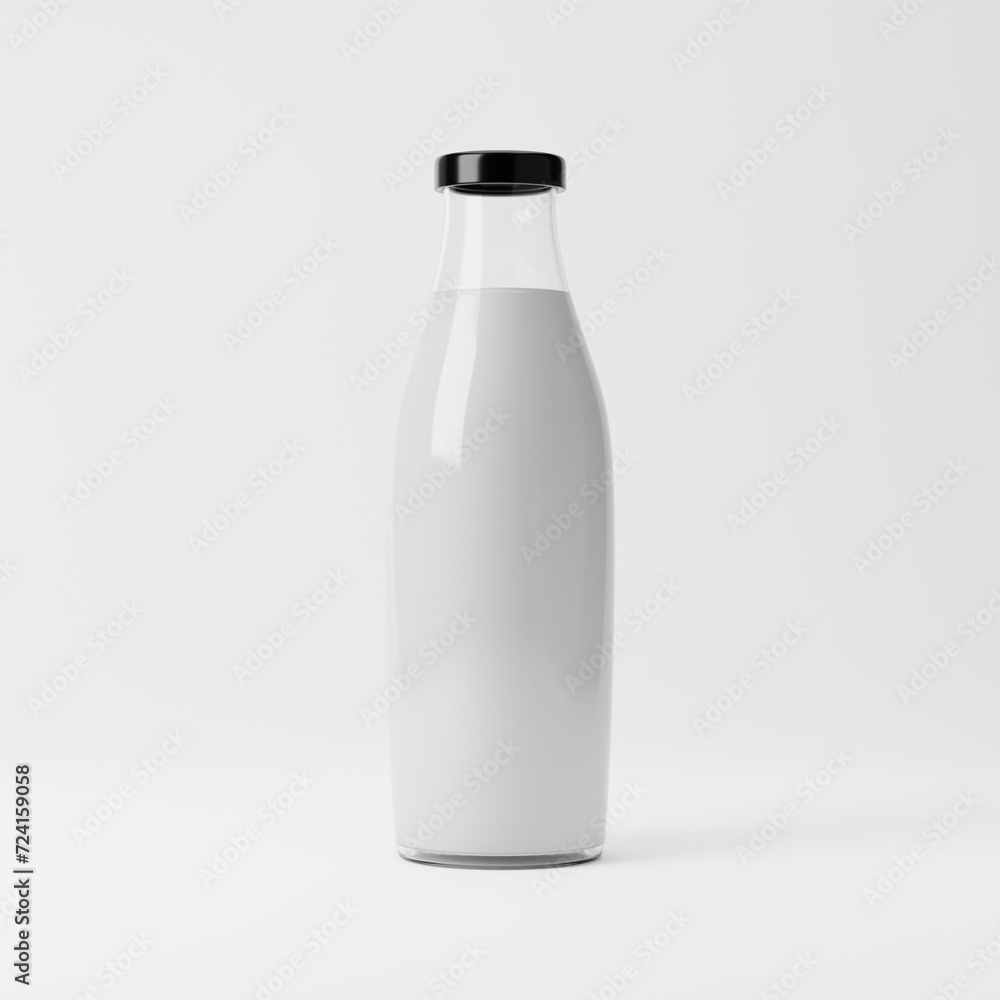 Milk bottle isolated over white background. Dairy products concept. 3D rendering. Milk bottle isolated over white background. Dairy products concept. 3D rendering.
