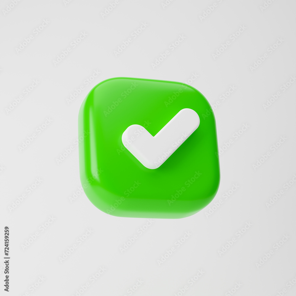 Check mark icon isolated over white background. 3D rendering. Check mark icon isolated over white background. 3D rendering.