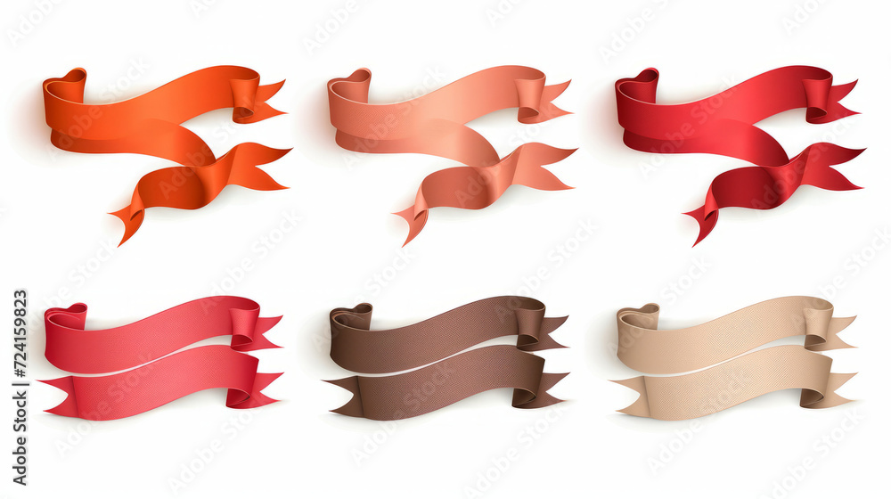 Ribbon banner set. Simple ribbons. Vector, generative ai