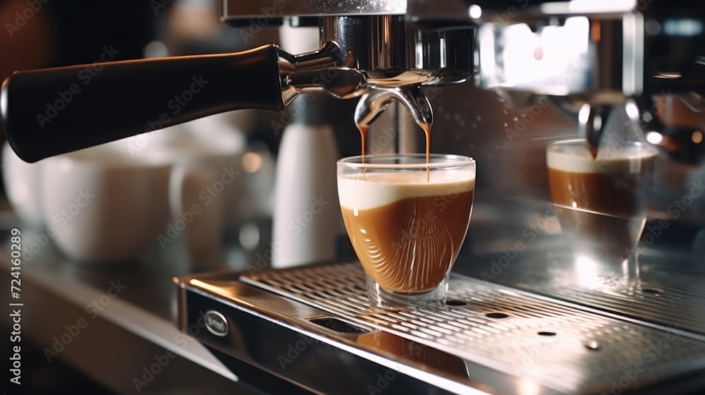 A cup of coffee being poured into a glass. Suitable for coffee-related content and advertisements A cup of coffee being poured into a glass. Suitable for coffee-related content and advertisements