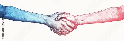 A hand - drawn illustration in a minimalist style of a handshake.