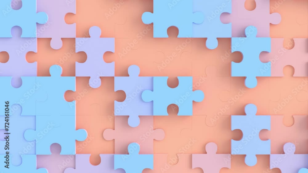 colorful jigsaw puzzle children fun related 3d background animation loop. can be used to represent blocks toy, puzzle pattern or table game education, preschool creativity colorful jigsaw puzzle children fun related 3d background animation loop. can be used to represent blocks toy, puzzle pattern or table game education, preschool creativity