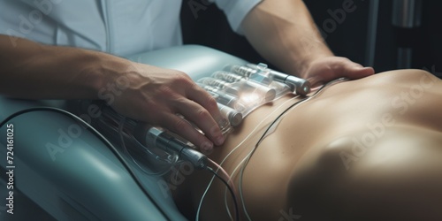 A person performing a procedure on a dummy. This image can be used to illustrate medical training or CPR practice photo