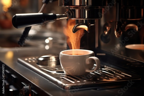 Coffee being poured into a coffee machine. Perfect for illustrating the process of making coffee. Suitable for coffee-related content