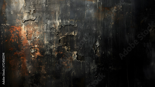 Grungy Black and Orange Wall With Peeling Paint