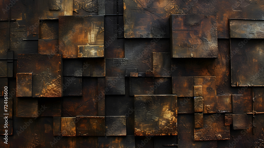 Close-up of Metal Wall With Square Patterns Close-up of Metal Wall With Square Patterns