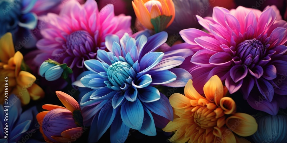 A close-up view of a bunch of vibrant and colorful flowers. This image can be used to add a pop of color and beauty to any design or project A close-up view of a bunch of vibrant and colorful flowers. This image can be used to add a pop of color and beauty to any design or project