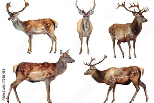 A group of deer standing next to each other. Suitable for nature and wildlife themes