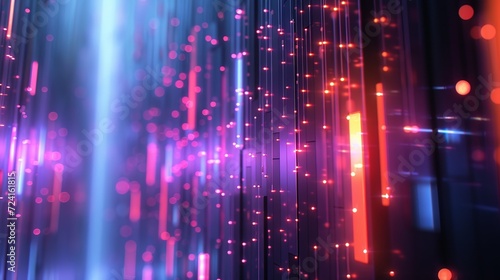 A wall with glowing optical fibers on it, science fiction style. © Zahid