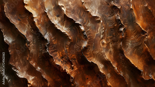 Close-Up View of Bark Texture on a Mature Oak Tree Trunk photo