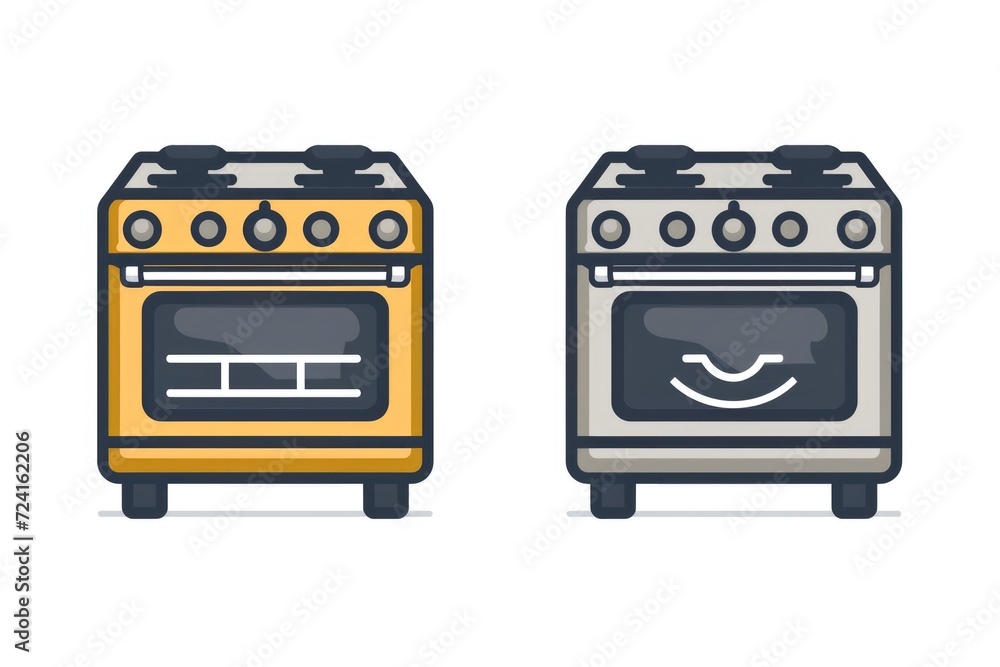 Two ovens placed next to each other, ready for cooking. Perfect for kitchen design and appliance advertisements Two ovens placed next to each other, ready for cooking. Perfect for kitchen design and appliance advertisements